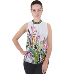 Im Fourth Dimension Colour 31 Mock Neck Chiffon Sleeveless Top by imanmulyana