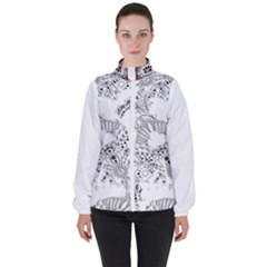 Im Fourth Dimension Black White 34 Women s High Neck Windbreaker by imanmulyana