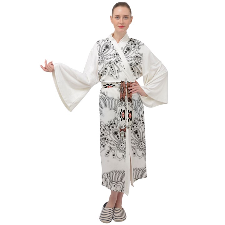 IM Fourth Dimension Black White 34 Maxi Velour Kimono