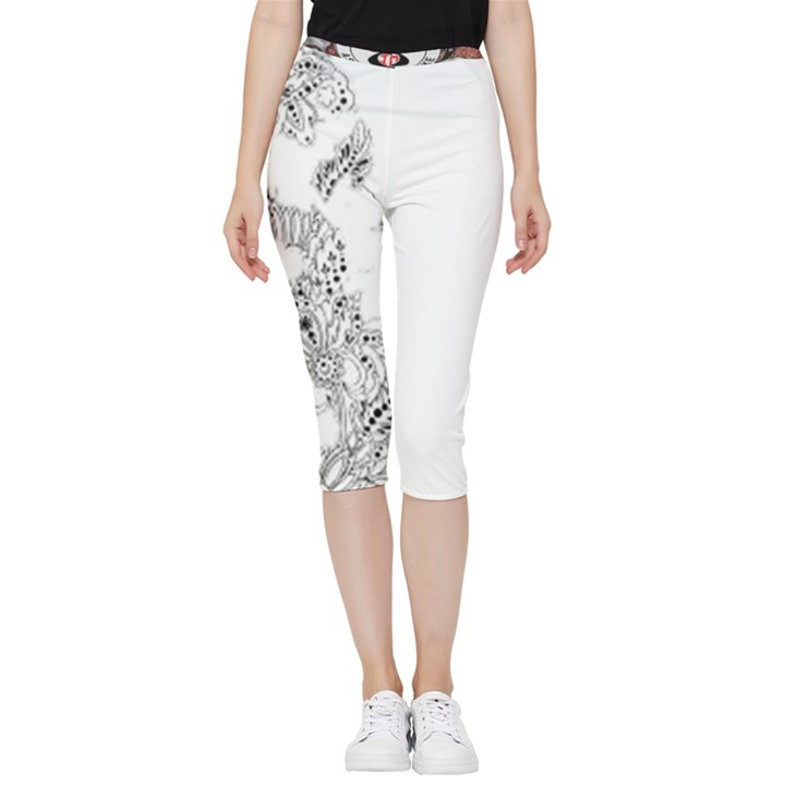 IM Fourth Dimension Black White 34 Inside Out Lightweight Velour Capri Leggings 