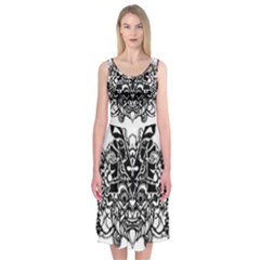 Im Fourth Dimension Black White 35 Midi Sleeveless Dress