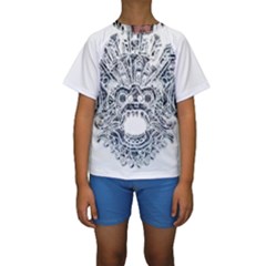 Im Fourth Dimension Black White 36 Kids  Short Sleeve Swimwear by imanmulyana