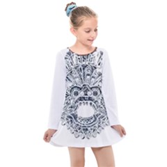 Im Fourth Dimension Black White 36 Kids  Long Sleeve Dress by imanmulyana