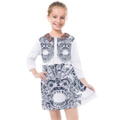 Im Fourth Dimension Black White 36 Kids  Quarter Sleeve Shirt Dress by imanmulyana