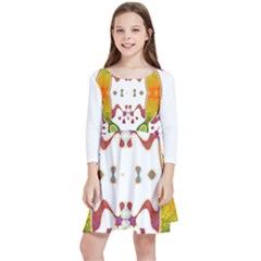 IM Fourth Dimension Colour 36 Kids  Quarter Sleeve Skater Dress