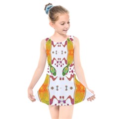 IM Fourth Dimension Colour 36 Kids  Skater Dress Swimsuit