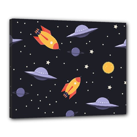 Cosmos Rocket Spaceships Ufo Canvas 20  X 16  (stretched) by Wegoenart