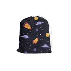 Cosmos Rocket Spaceships Ufo Drawstring Pouch (medium) by Wegoenart