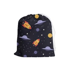 Cosmos Rocket Spaceships Ufo Drawstring Pouch (large) by Wegoenart