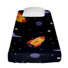 Cosmos Rocket Spaceships Ufo Fitted Sheet (single Size) by Wegoenart