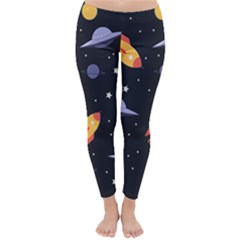 Cosmos Rocket Spaceships Ufo Classic Winter Leggings by Wegoenart