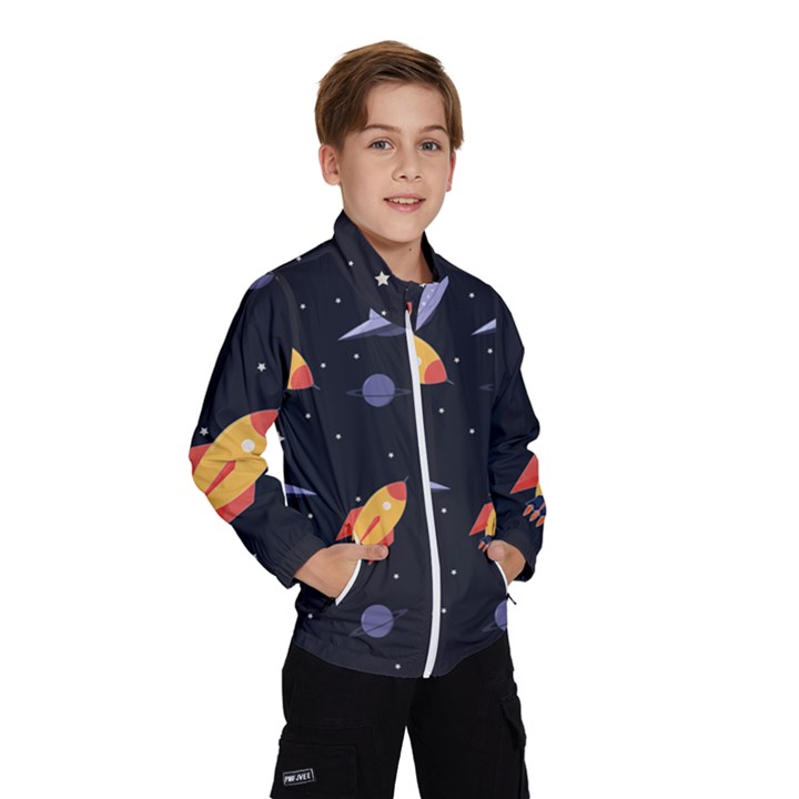 Cosmos Rocket Spaceships Ufo Kids  Windbreaker