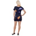 Cosmos Rocket Spaceships Ufo Short Sleeve Asymmetric Mini Dress View2