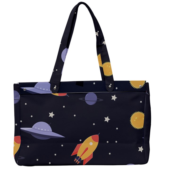 Cosmos Rocket Spaceships Ufo Canvas Work Bag