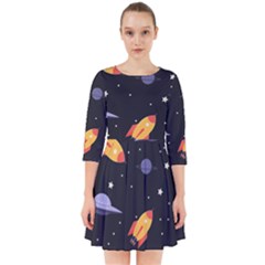 Cosmos Rocket Spaceships Ufo Smock Dress by Wegoenart