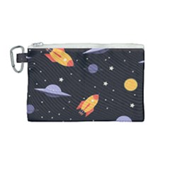 Cosmos Rocket Spaceships Ufo Canvas Cosmetic Bag (medium) by Wegoenart