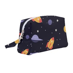 Cosmos Rocket Spaceships Ufo Wristlet Pouch Bag (medium) by Wegoenart