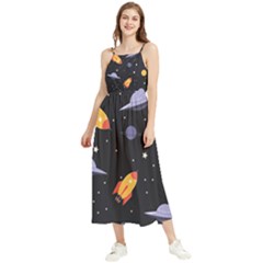 Cosmos Rocket Spaceships Ufo Boho Sleeveless Summer Dress by Wegoenart