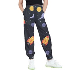 Cosmos Rocket Spaceships Ufo Kids  Elastic Waist Pants by Wegoenart