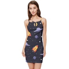 Cosmos Rocket Spaceships Ufo Summer Tie Front Dress by Wegoenart