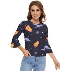 Cosmos Rocket Spaceships Ufo Bell Sleeve Top