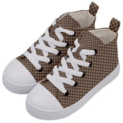 Brown Square Squares Template Background Diamond Pattern Kids  Mid-top Canvas Sneakers by Wegoenart