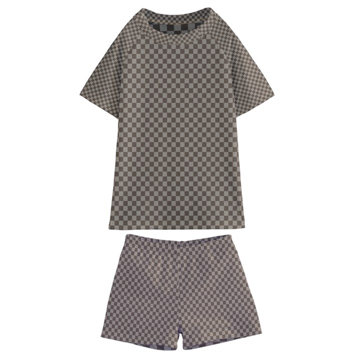 Brown Square Squares Template Background Diamond Pattern Kids  Swim Tee and Shorts Set