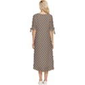 Brown Square Squares Template Background Diamond Pattern Bow Sleeve Chiffon Midi Dress View4