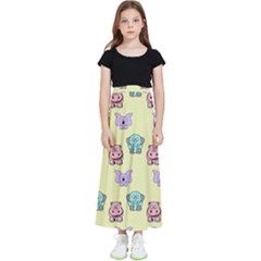 Illustration Animals Pastel Children Colorful Kids  Flared Maxi Skirt by Wegoenart