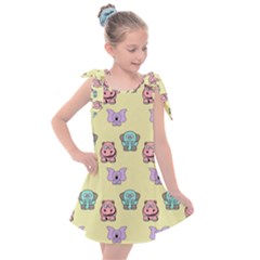 Illustration Animals Pastel Children Colorful Kids  Tie Up Tunic Dress by Wegoenart