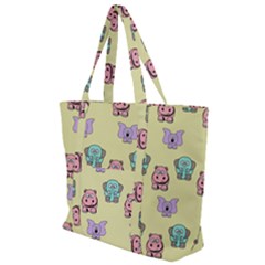 Illustration Animals Pastel Children Colorful Zip Up Canvas Bag by Wegoenart