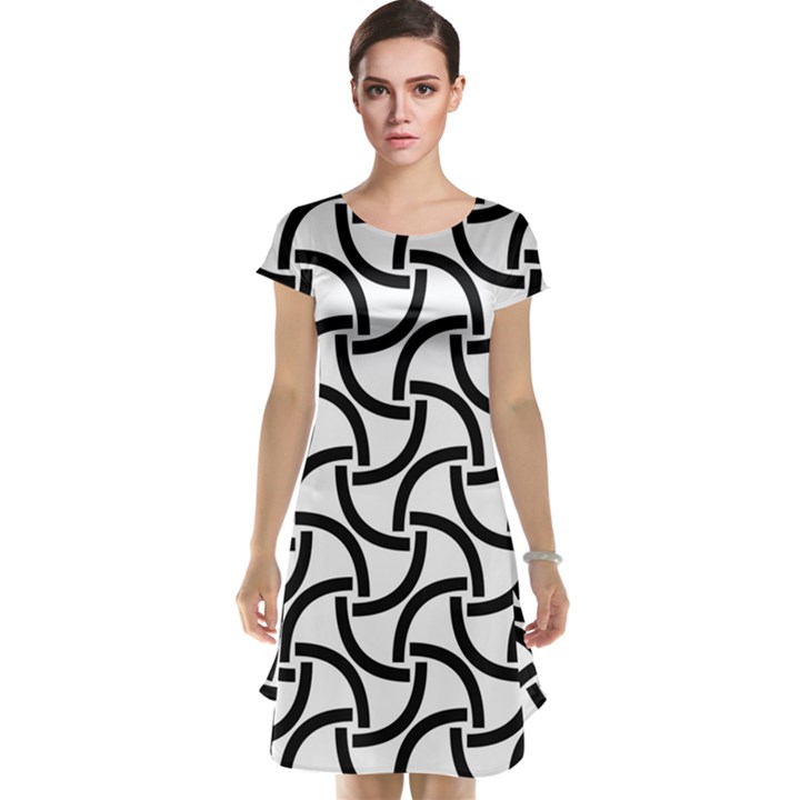 Background Monochrome Geometric Cap Sleeve Nightdress