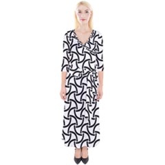 Background Monochrome Geometric Quarter Sleeve Wrap Maxi Dress by Wegoenart