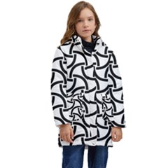 Background Monochrome Geometric Kid s Hooded Longline Puffer Jacket by Wegoenart