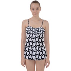 Background Monochrome Geometric Babydoll Tankini Set by Wegoenart