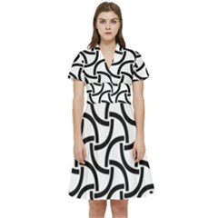 Background Monochrome Geometric Short Sleeve Waist Detail Dress by Wegoenart