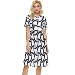 Background Monochrome Geometric Button Top Knee Length Dress by Wegoenart