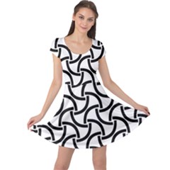 Background Monochrome Geometric Cap Sleeve Dress by Wegoenart