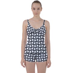 Background Monochrome Geometric Tie Front Two Piece Tankini by Wegoenart