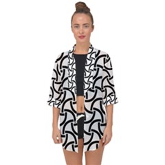 Background Monochrome Geometric Open Front Chiffon Kimono by Wegoenart