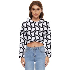 Background Monochrome Geometric Women s Lightweight Cropped Hoodie by Wegoenart