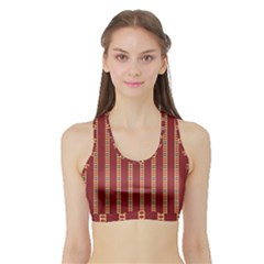 Illustration Template Background Red Strip Sports Bra With Border by Wegoenart