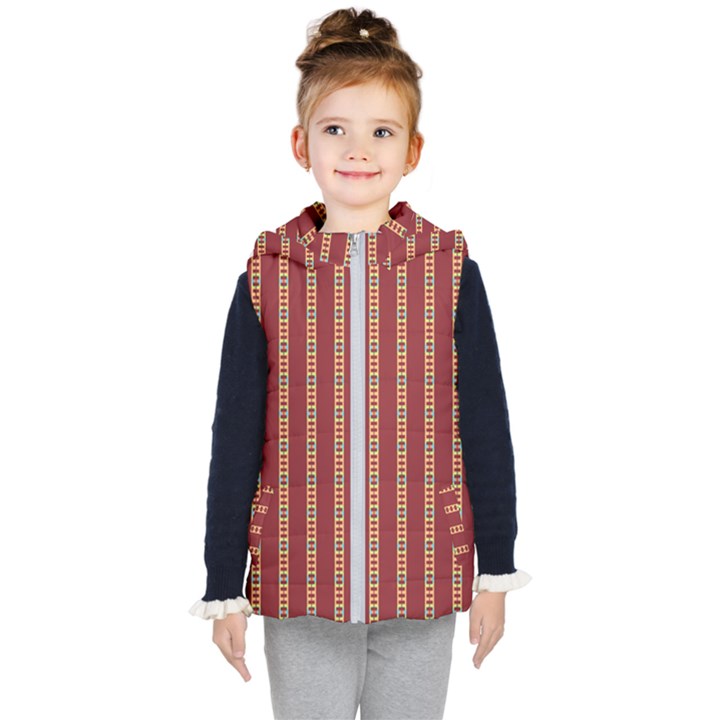 Illustration Template Background Red Strip Kids  Hooded Puffer Vest