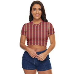 Illustration Template Background Red Strip Side Button Cropped Tee by Wegoenart