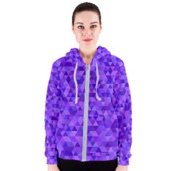 Illustration Purple Triangle Purple Background Women s Zipper Hoodie by Wegoenart