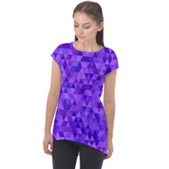 Illustration Purple Triangle Purple Background Cap Sleeve High Low Top by Wegoenart