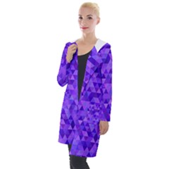 Illustration Purple Triangle Purple Background Hooded Pocket Cardigan by Wegoenart