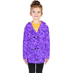 Illustration Purple Triangle Purple Background Kids  Double Breasted Button Coat by Wegoenart