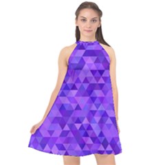 Illustration Purple Triangle Purple Background Halter Neckline Chiffon Dress  by Wegoenart