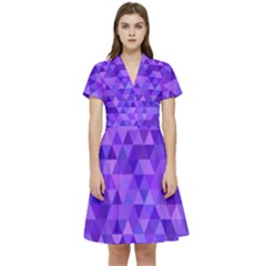 Illustration Purple Triangle Purple Background Short Sleeve Waist Detail Dress by Wegoenart